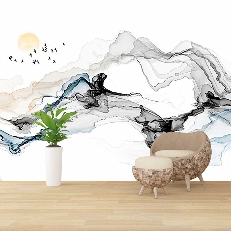 Peintures murales abstraites couleur pastel fumée décor mural extra large, taille personnalisée disponible