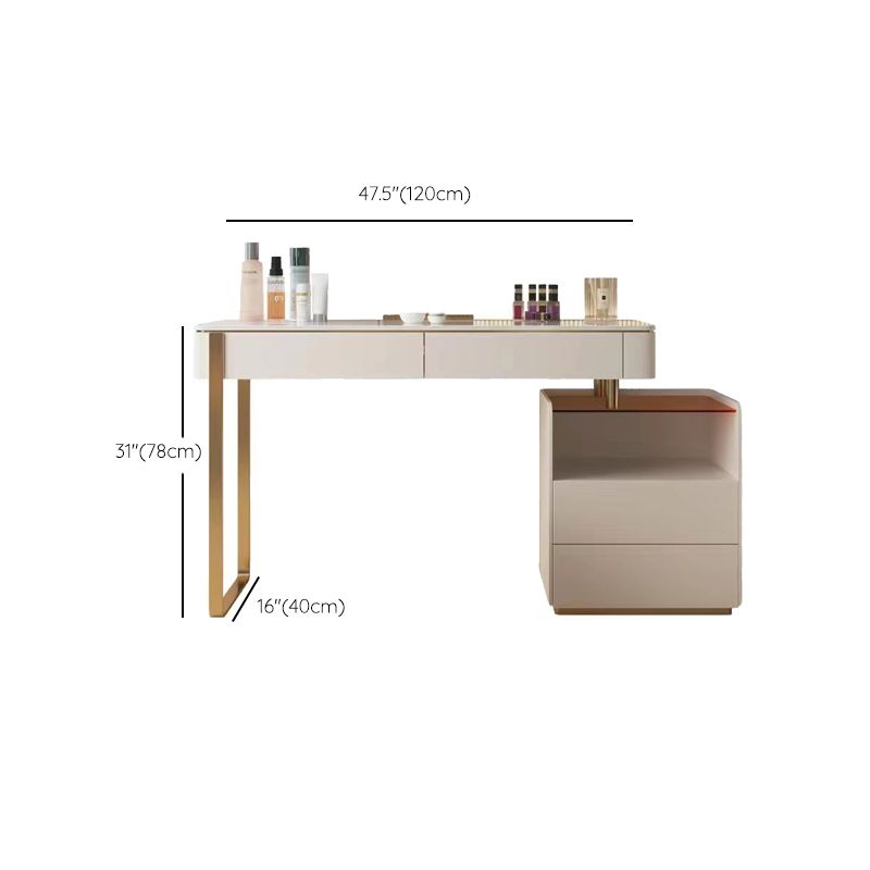 Glam White Make-up Vanity with 4 Storage Drawers Wood Vanity Set, 15.74" Wide