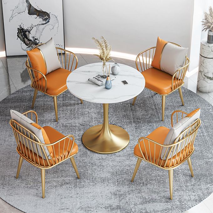 Moderne ronde gesinterde stenen top eettafel witte standaard eettafel voor keuken