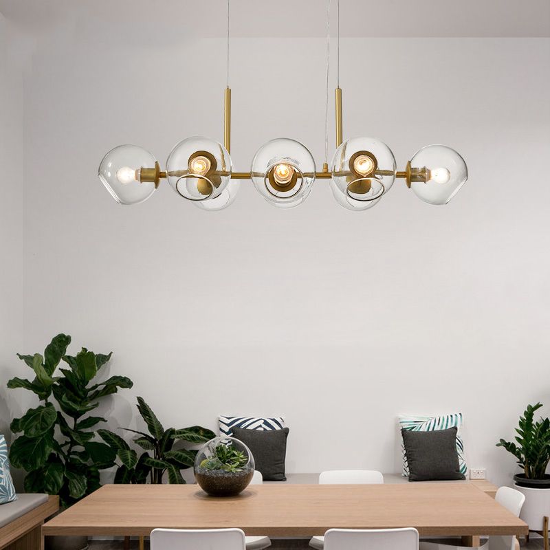 Lámpara de araña de comedor moderno nórdico techo de techo de techo de vidrio simple para cocina