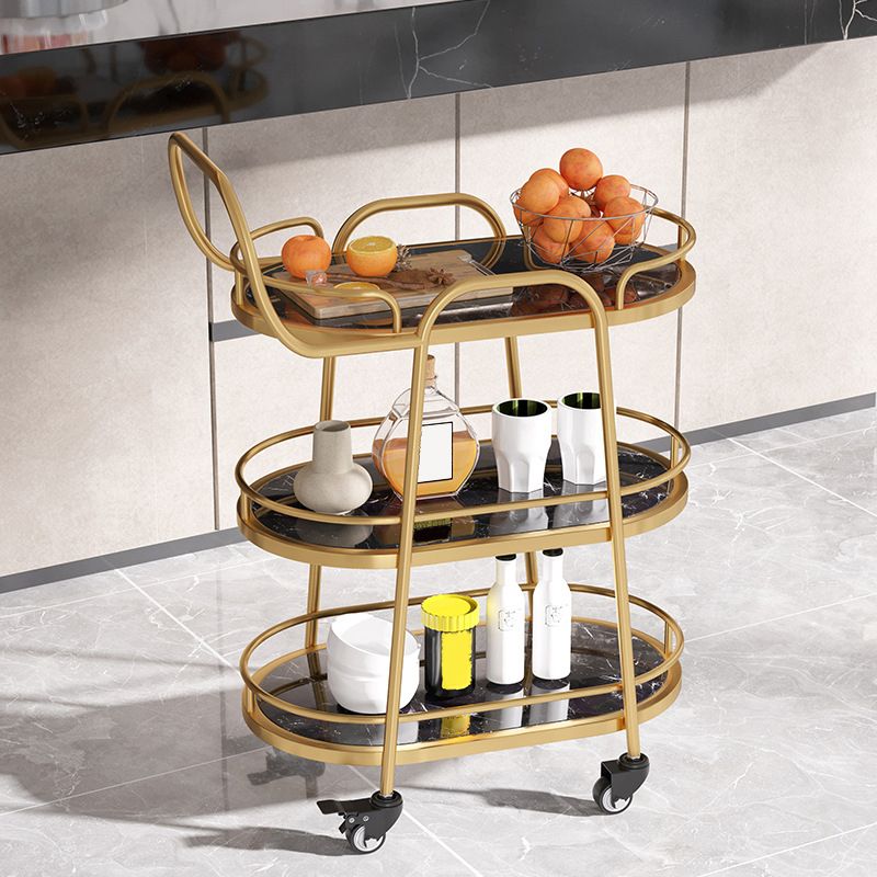 33.46" High Contemporary Style Oval Prep Table Rolling Metal Prep Table for Kitchen