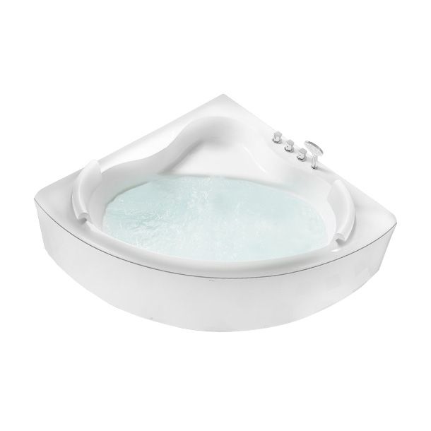 Modern Corner Bathtub Acrylic Soaking Back to Wall Center-Back Bath