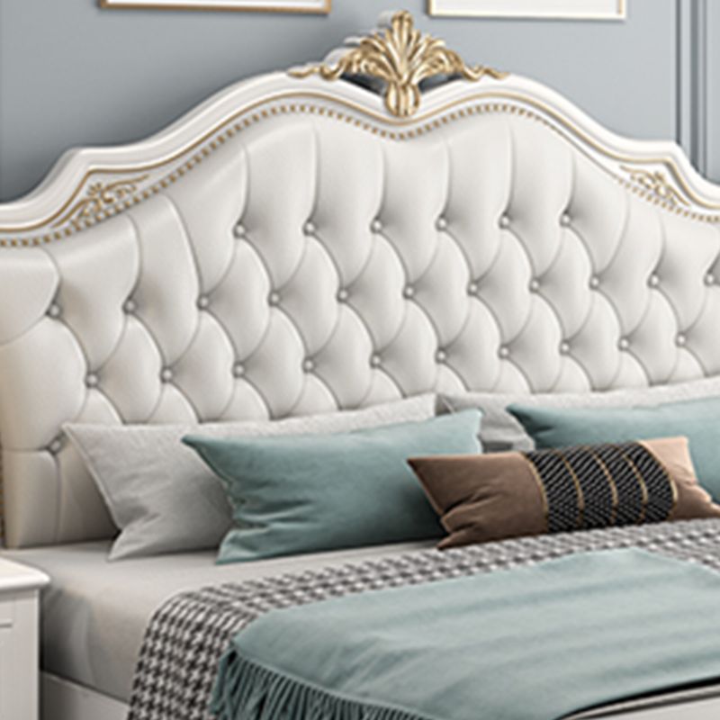 Glam Pine Wood Mattress Included with Headboard Camelback Panel Bed Frame