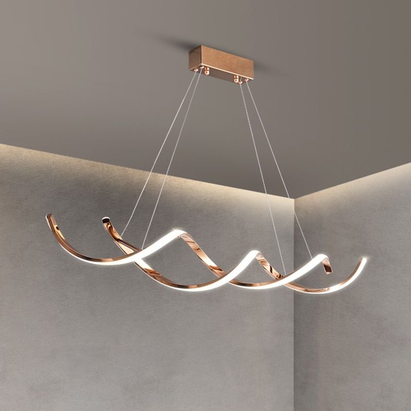 Modern Linear Chandelier Island Lights Metal Chandelier with Silicone Shade