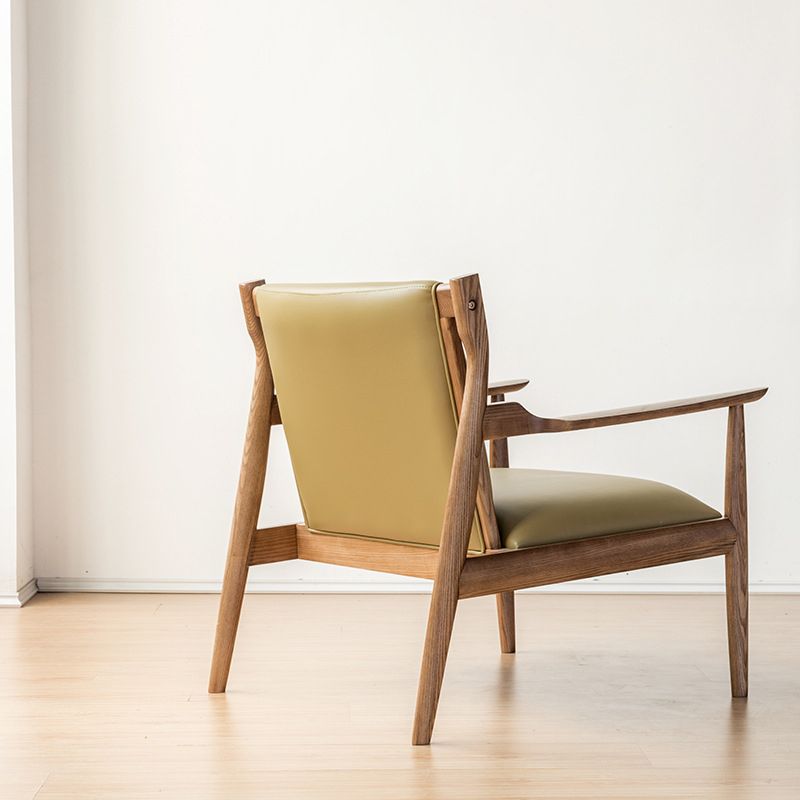 Arms Included Chair Basic Wooden Four Leg and Square Arm Chair