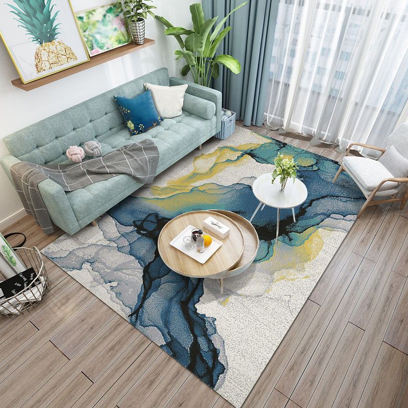 Contemporary Flowing Water Pattern Carpet Polyester Rug Non-Slip Backing Area Carpet for Living Room