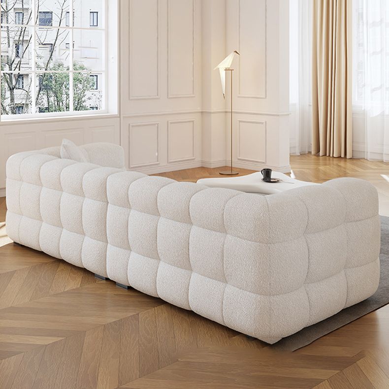 Biscuit Back Sofa Stain Resistant Modern Tuxedo Arm Sofa in White