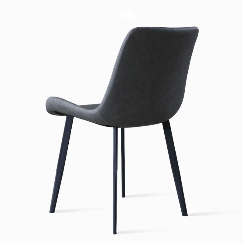 Industrial Design Leather Dining Chairs Solid Back Chair for Kitchen