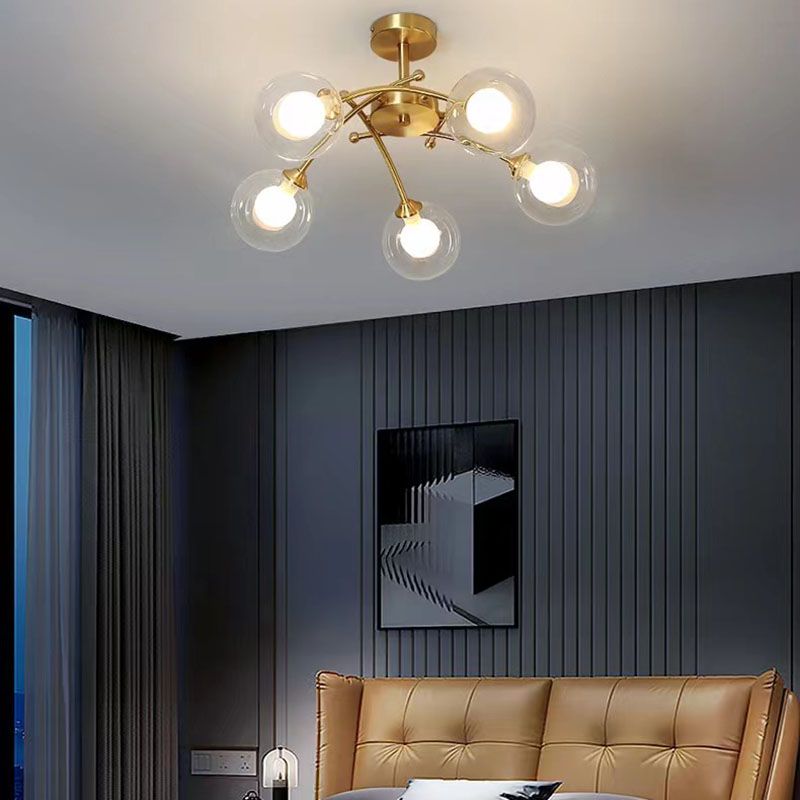 Nordic Style Copper Ceiling Light Ball Shape Ceiling Lamp for Bedroom