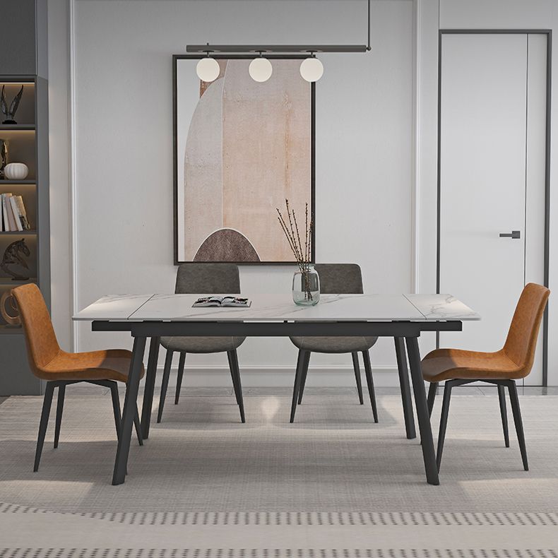 Modern 1/4/5/7 Pieces Dining Table Set with White Sintered Stone Top Scalable Dinette Set