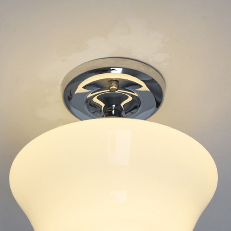 Glass Geometric Flush Mount Lights Contemporary Style 1 Light Flush Ceiling Light in White