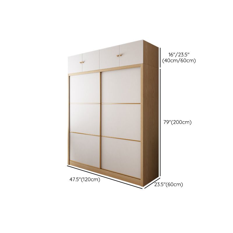 Natural Finish Colour Wardrobe Contemporary Wooden Wardrobe Closet with Drawer