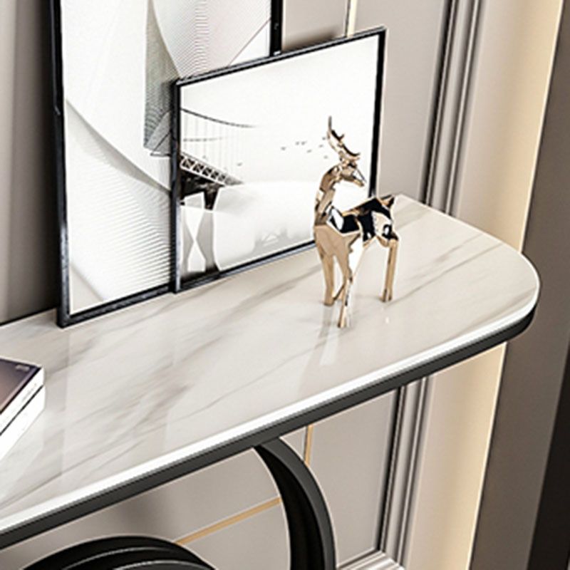 31.5-inch Tall Accent Table Stone Glam Console Table with 1 Shelf