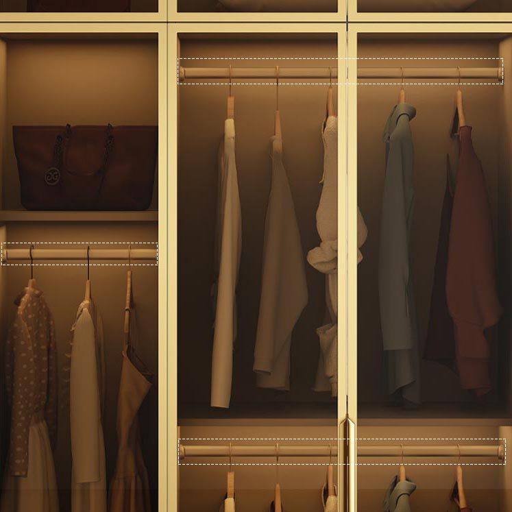 Wood and Glass Wardrobe Cabinet Contemporary Hinged Wardrobe Closet