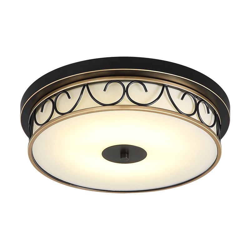 Classic LED Flush Mounted Lamp White Glass Ceiling Light for Bedroom