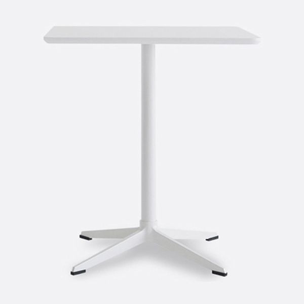 Metal Industrial Square Dining Table Solid Wood Top Table with Pedestal