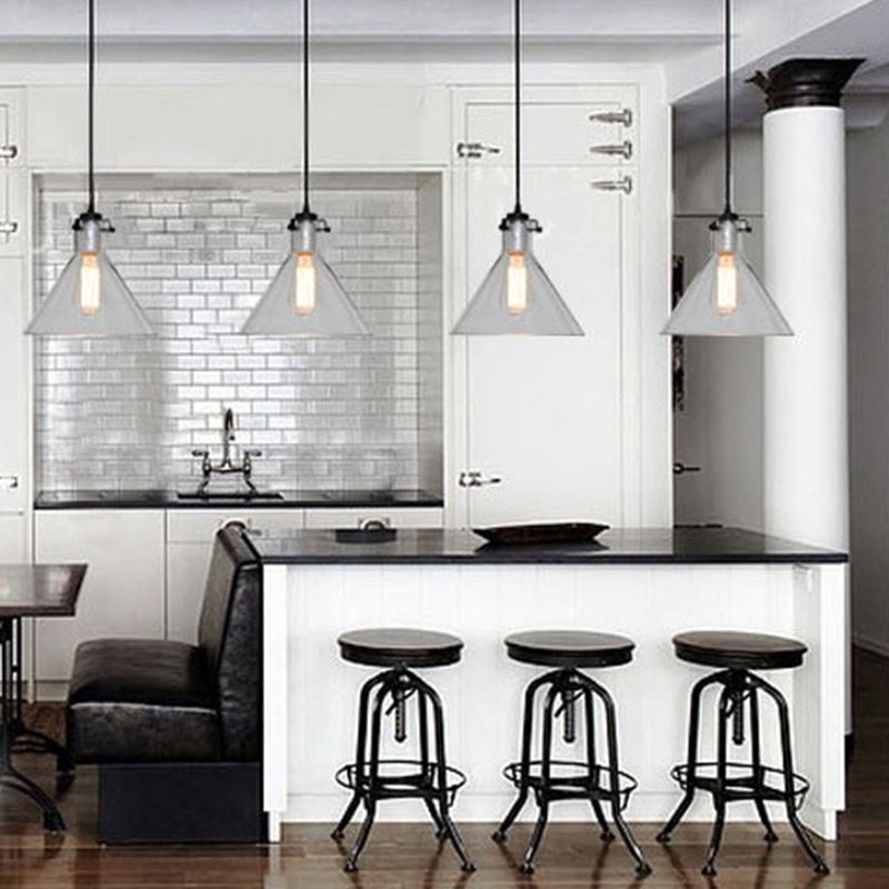 Heldere glazen kegel schaduw plafond hanger lamp industriële stijl enkele lamp hangend licht voor gang gang