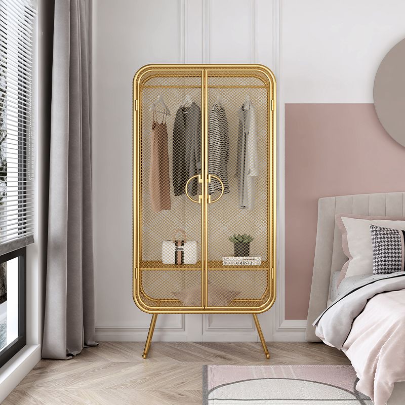 Nordic Iron Grid Wardrobe Long Hanging Storage Metal Storage Cabinet