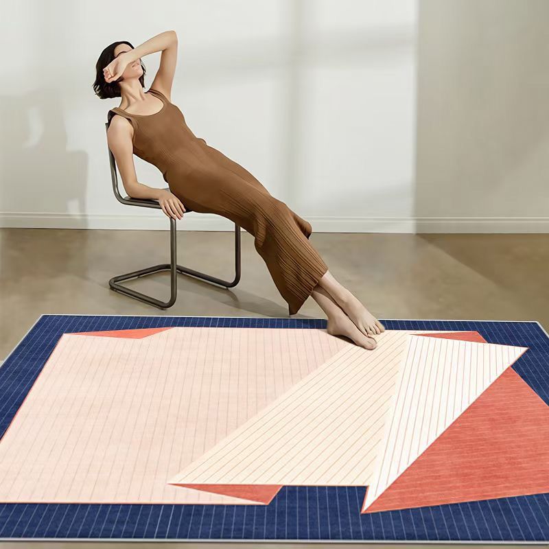 Apricot Rectangle Rug Polyester Modern Rug Washable Rug for Living Room