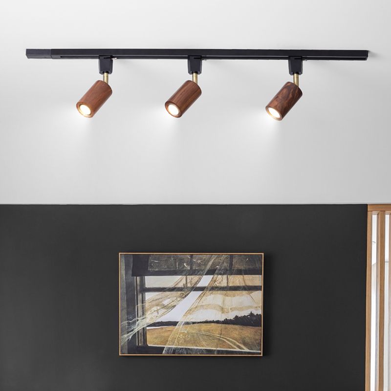 Kits d'éclairage sur rail en rondins nordiques, minimaliste japonais, pour la maison, le salon, Rail de guidage à Angle réglable, petit projecteur monté en Surface
