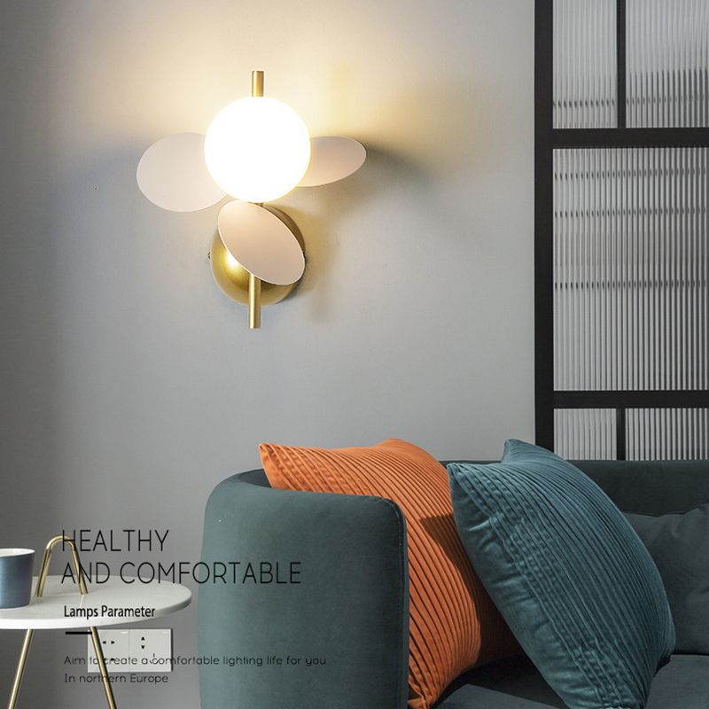Macaron Ball Shade Wall Sconce Metal 1 Light Sconces for Bedroom