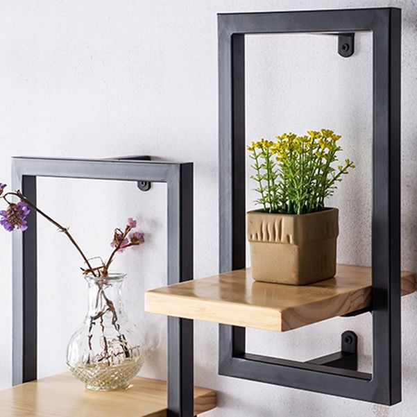 Wall Mounted Shelf Bookcase Industrial Metal and Wooden Bookshelf