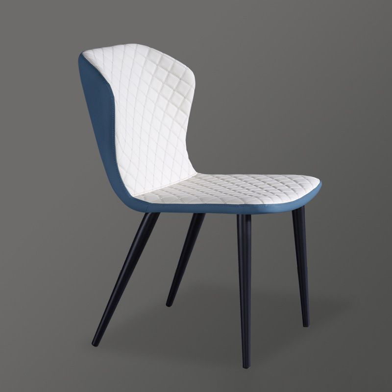 Industrial Solid Back Chairs Armless Side Chairs with Metal Legs for Home Use