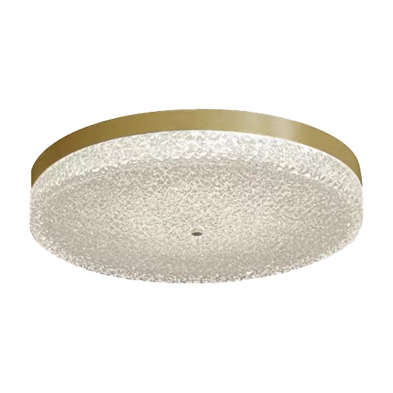 Modern Metal Ceiling Light Circle Shape Flush Mount with Glass Shade for Living Room