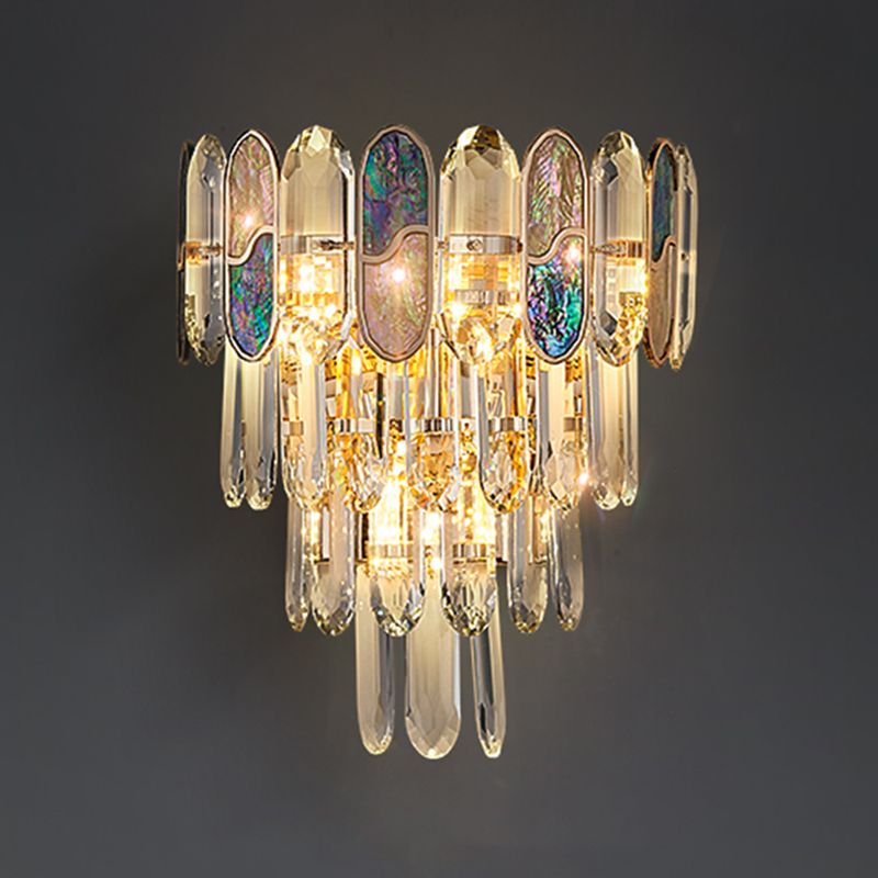Modern Style Layered Wall Light Crystal 3 Lights Sconces for Bedroom