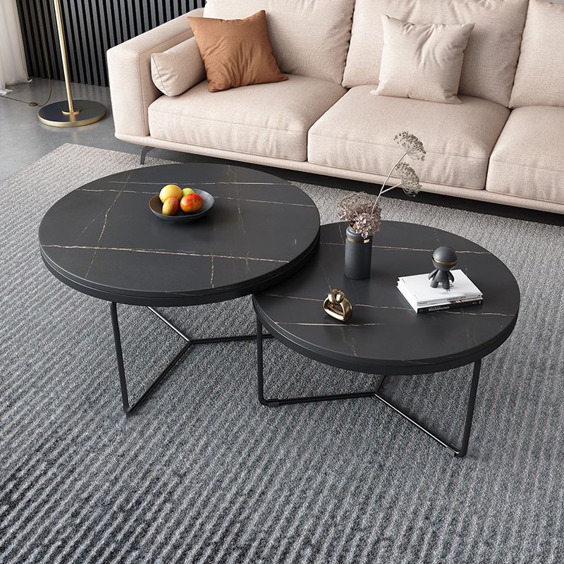 Round Slate Coffee Table Minimalist Coffee Table for Living Room