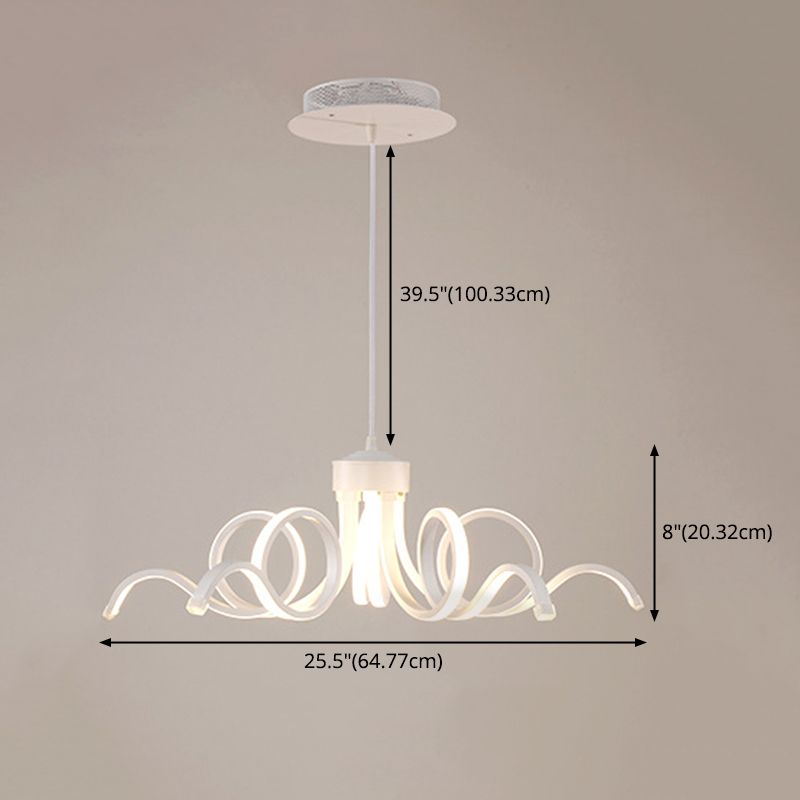 Acrylic White LED Hanging Lamp in Modern Simplicity Aluminium Linear Pendant Light for Dining Room