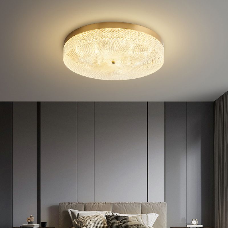 Modern Flush Light Round Ceiling Lighting with Brass and Acrylic for Bedroom