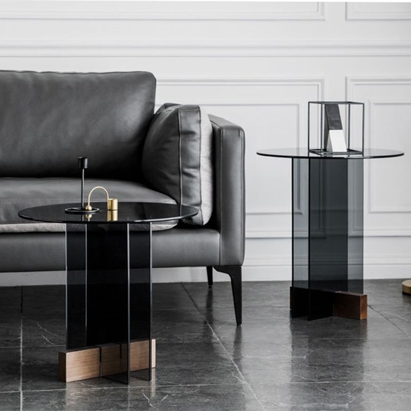 Living Room End Table Modernistic Round Abstract Glass Side Table
