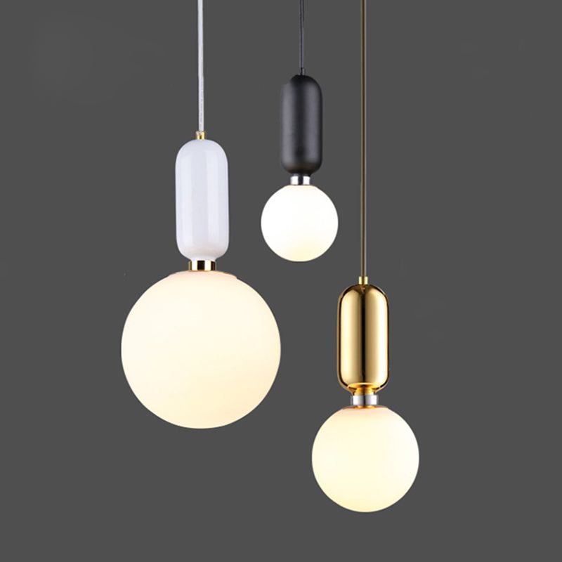 1 Light Spherical Hanging Ceiling Light Modern Style Glass Hanging Lamp Kit