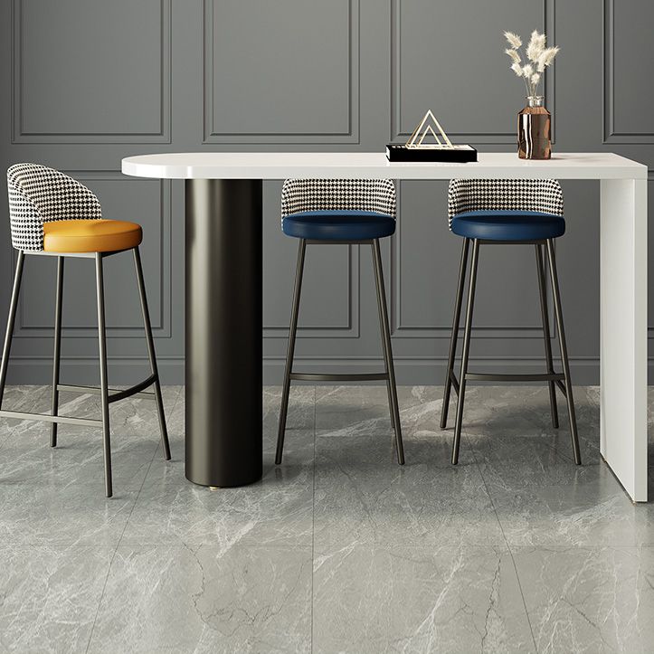 Contemporary Free Form Pub Set 1/3/4 Pieces Solid Wood Bar Table with Metal Stools