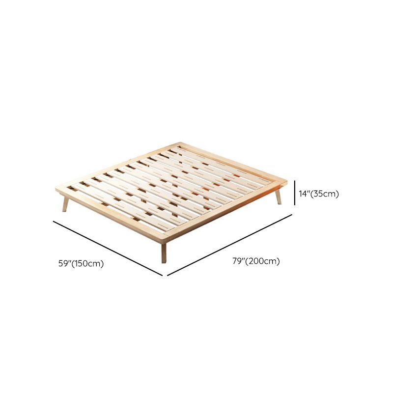 Solid Wood Platform Bed Frame Rubberwood Platform Bed in Natural