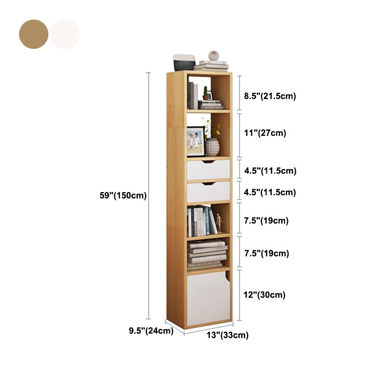 Contemporary Wood Bookcase, Geometric Bookshelf for Living Room