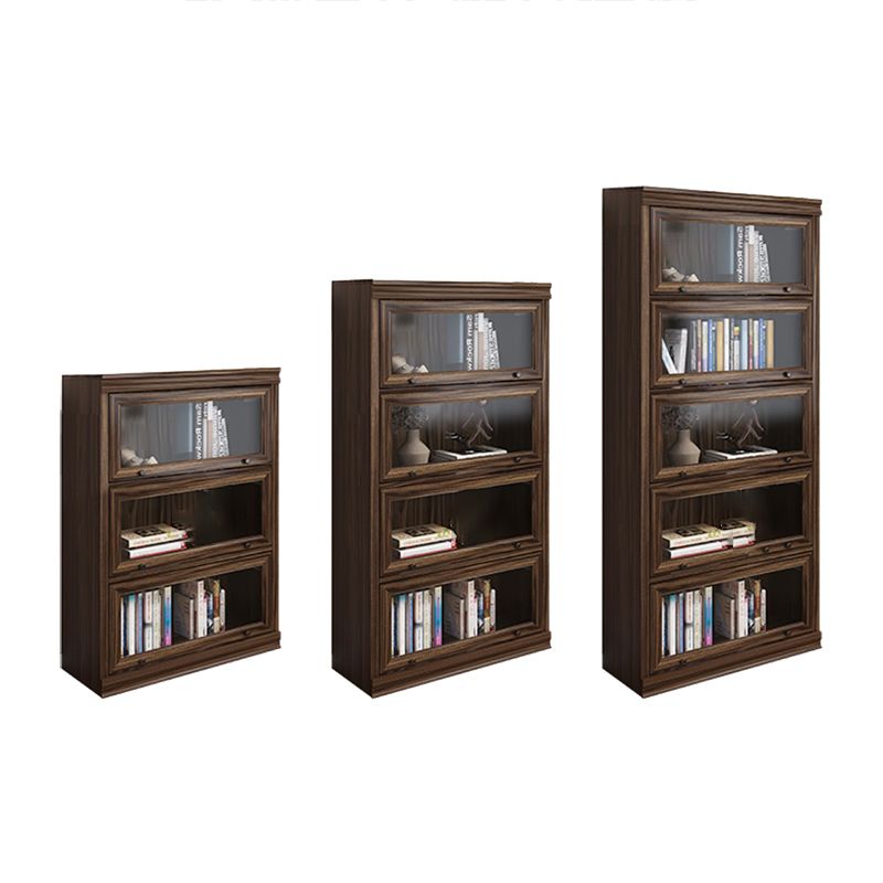 Modern Closed Back Standard Bookshelf Wooden Bookcase in Brown