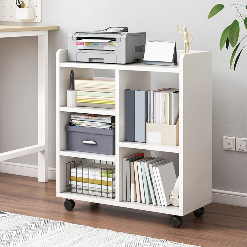 Contemporary Standard Bookshelf Engineered Wood Bookcase with Caster