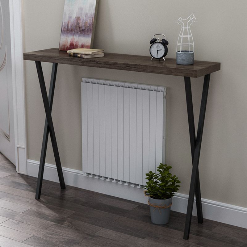 Solid Wood Mid-Century Console Sofa Table X-base Console Table, 31.49" H