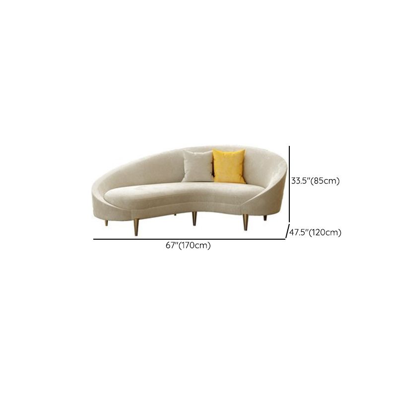 Contemporary 33.46" H Creamy- White Microfiber Curved Slope Arm Sofa