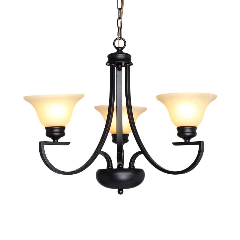Black 3/5/6 teste lampada lampadina tradizionale canova a campana di vetro bianco con braccio sinuoso