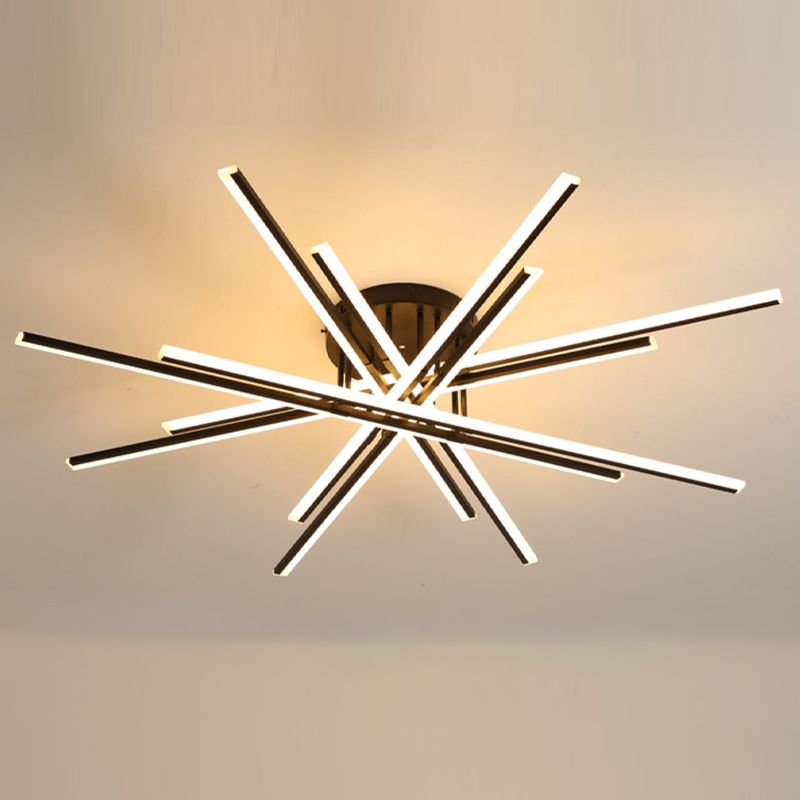 Lampe encastrée à 16 lumières Crossed Line, plafonnier moderne en noir/blanc