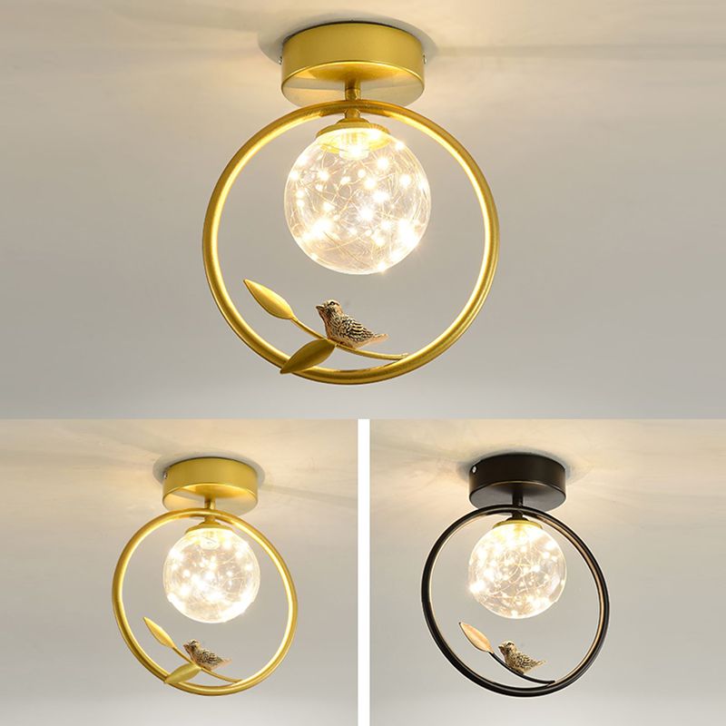 New Modern Clear Glass Flush Light Fixtures Corridor Spherical Flush Mount with Shape