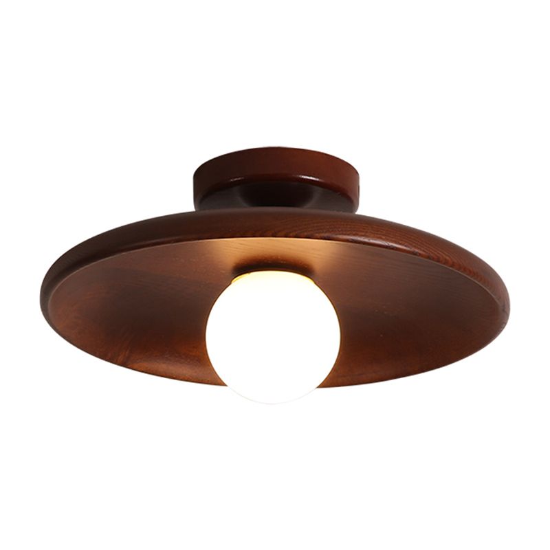 Modern Minimalist Flush Mount Wooden Globe Ceiling Light for Interior Spaces