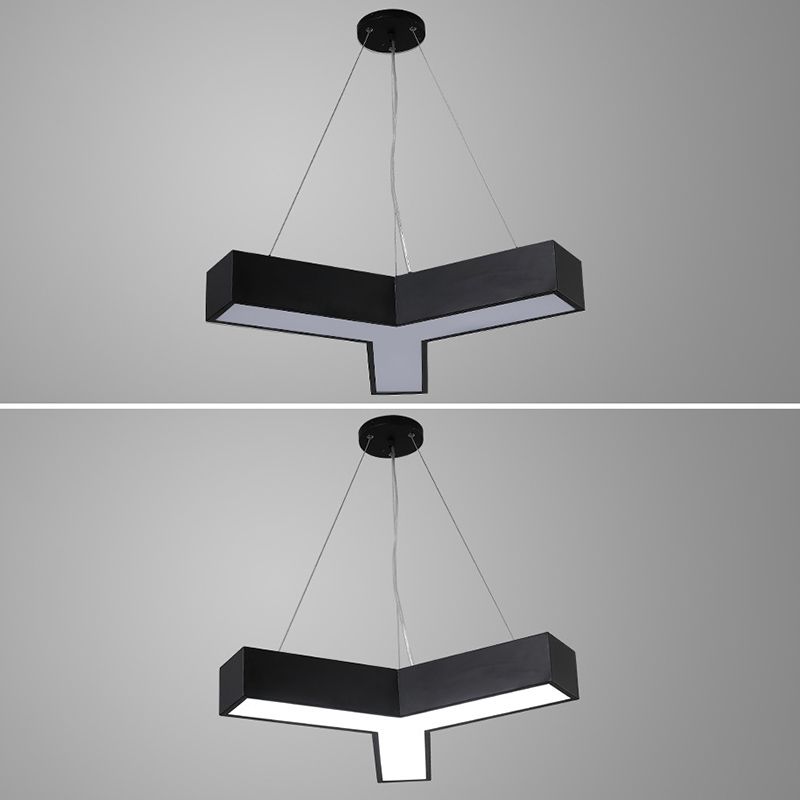 Y Shaped Acrylic Suspension Lamp Modern Black LED Pendant Light for Conference Room