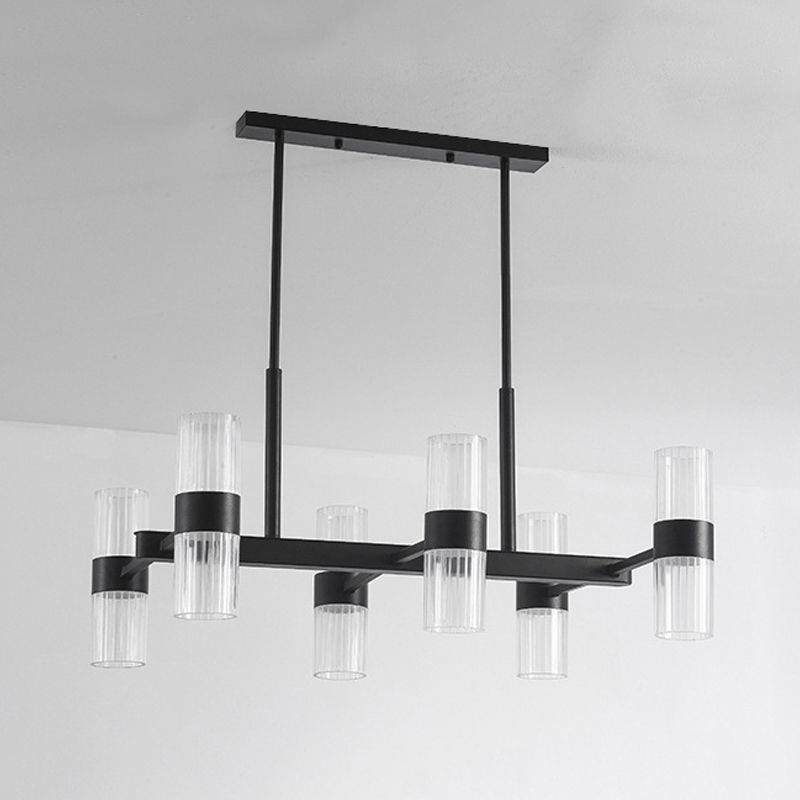 Metal Cylinder Island Pendant Modern Multiple-Light Island Lighting in Kitchen