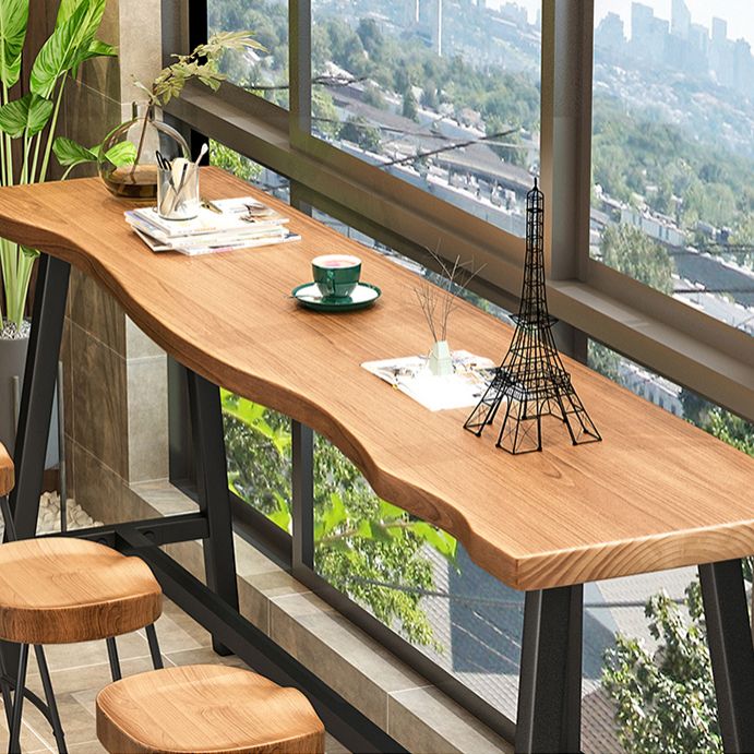 Brown Modern Style Specialty Bar Table Wood and Iron Coffee Shop Bar Table