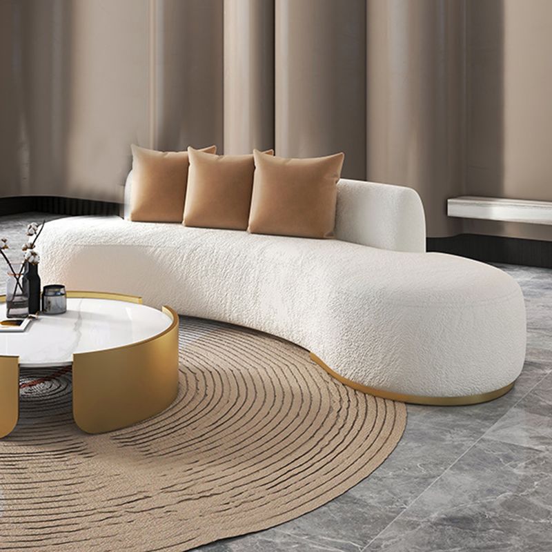 Curved 1/2/3/4-seater Sofa Modern Fabric Armless Sofa in White