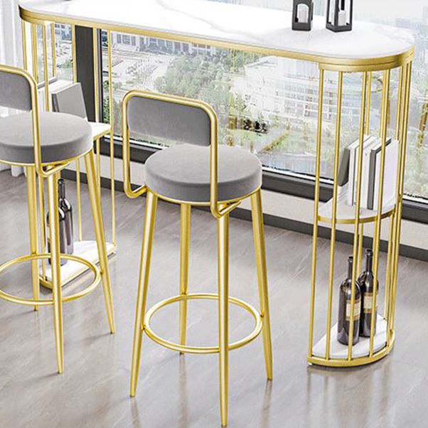 Modern Style Bar Table Oval Stone Storage Bar Table for Living Room